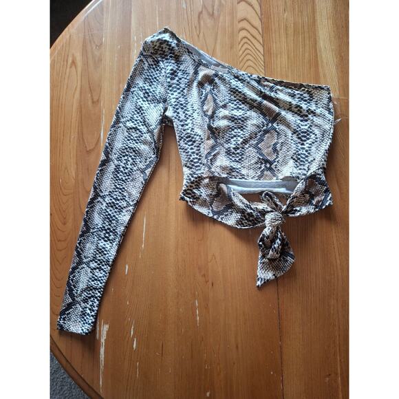 Windsor Snake Print One Long Sleeve Crop Top Size S - Picture 1 of 6